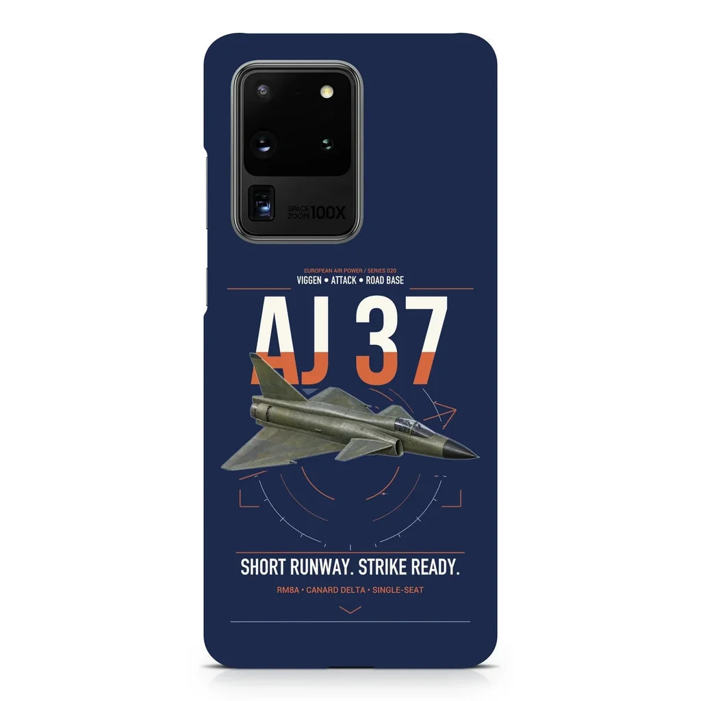 Saab AJ 37 Viggen design on samsung case - navy blue
