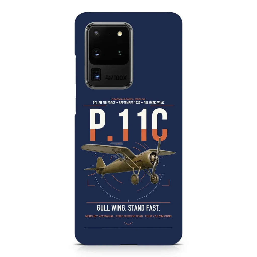 PZL P.11c design on samsung case - navy blue
