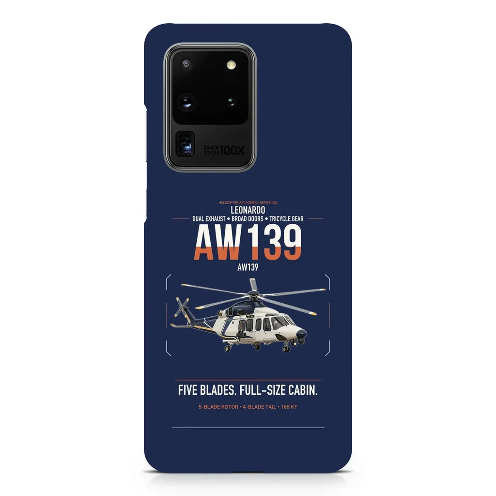 Leonardo AW139 design on samsung case - navy blue