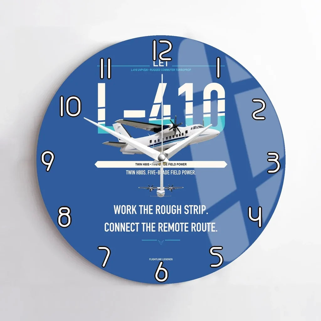 LET L-410 UVP-E20 design on blue no frame wall clock
