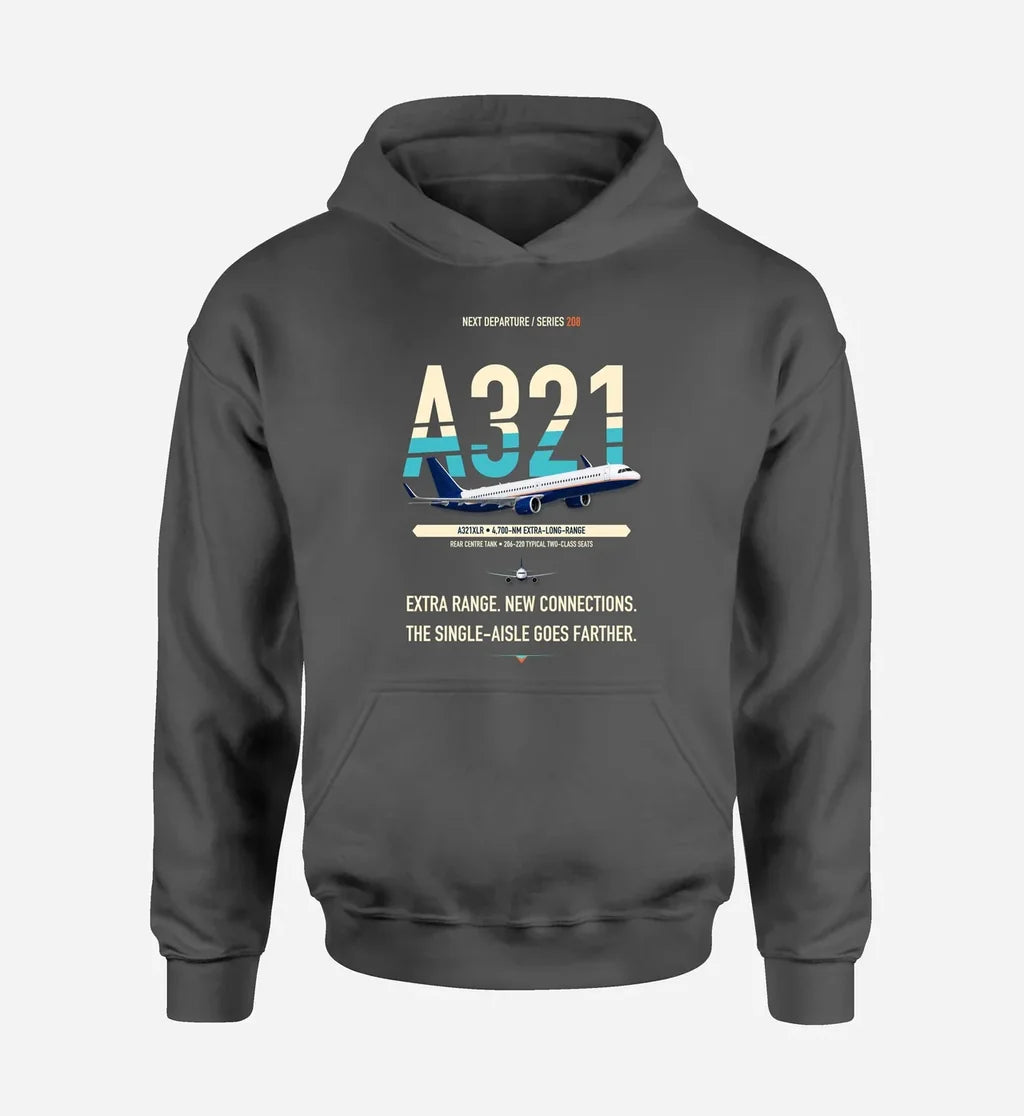 Airbus A321XLR design on dark gray hoodie single side