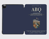Thumbnail for KK|Albuquerque International Sunport (ABQ) design on navy blue ipad tablet case