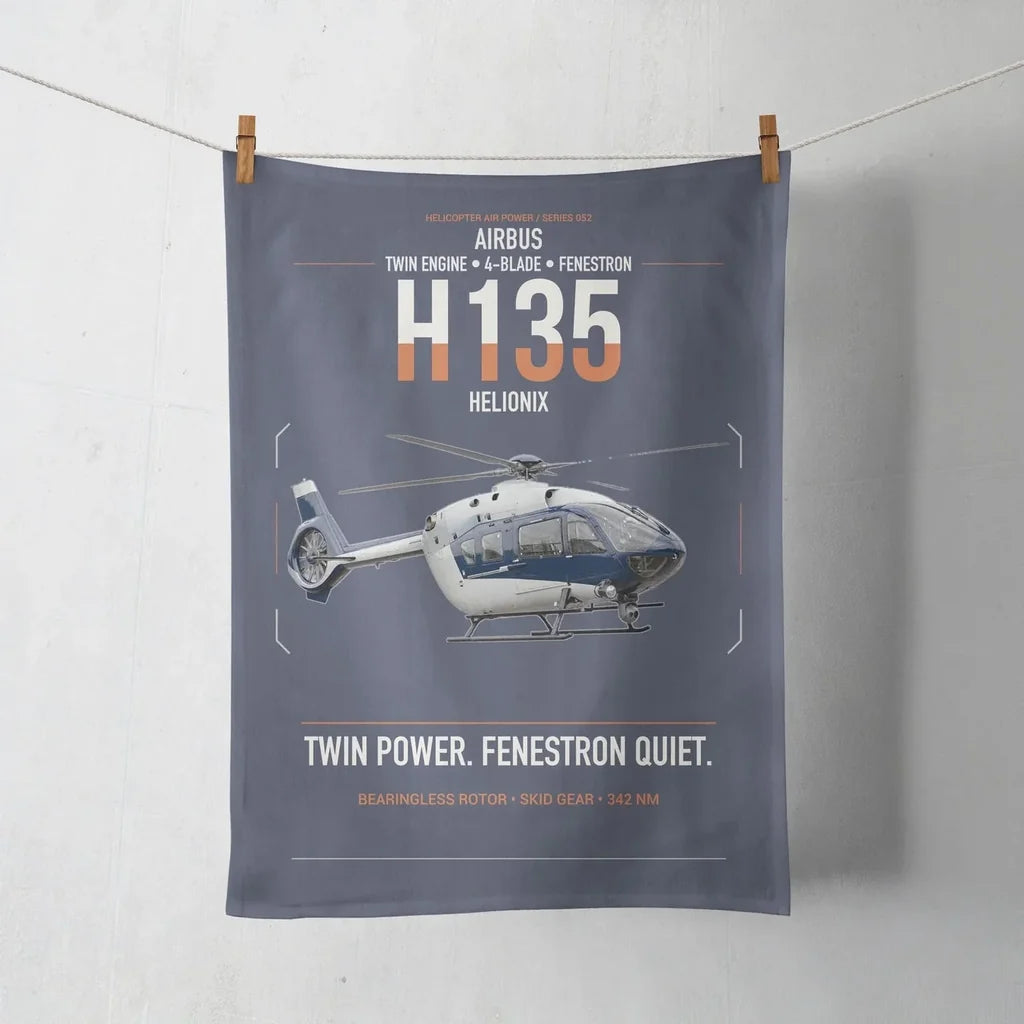 Airbus H135 design on navy blue towel