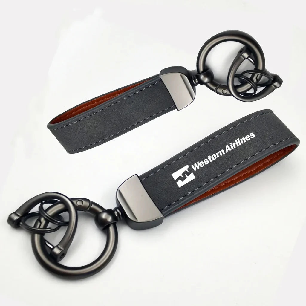 Western Airlines Horseshoe Buckle key chain in gray