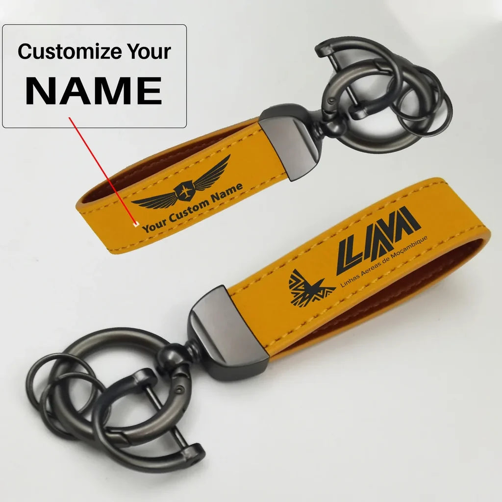 Mozambique Airlines Horseshoe Buckle key chain, Yellow + Name