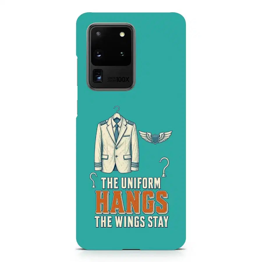 The Uniform Hangs The Wings Stay design on samsung case - turquoise