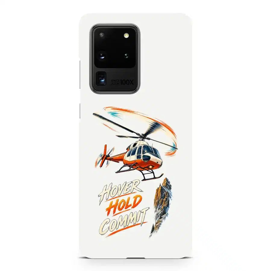 Hover Hold Commit design on samsung case - white