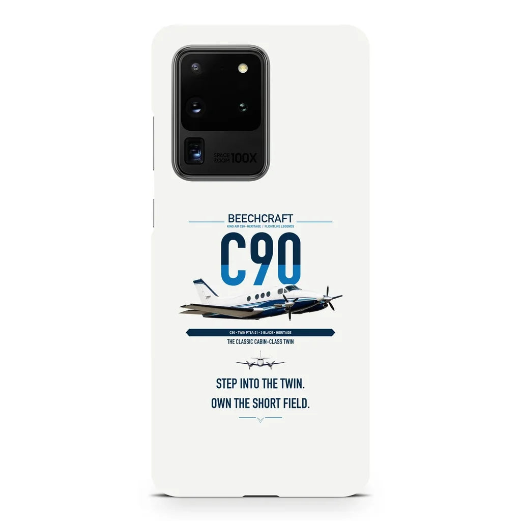 Beechcraft King Air C90 design on samsung case - white