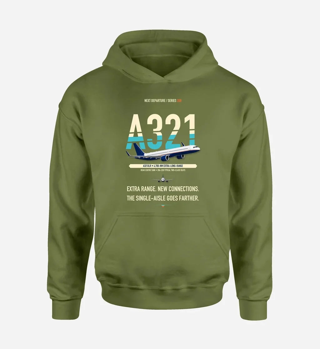 Airbus A321XLR design on green army hoodie single side