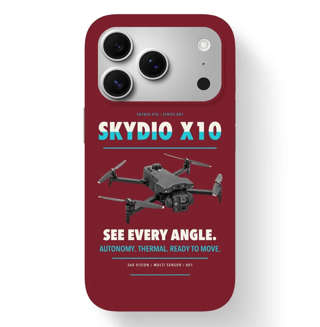 Skydio X10 Case design on dark red iphone case