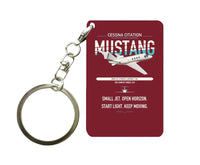 Thumbnail for Cessna Citation Mustang design on dark red designed key chain, double-side print