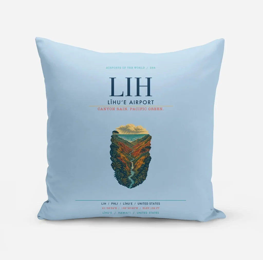 Līhuʻe Airport (LIH) design on light blue pillow