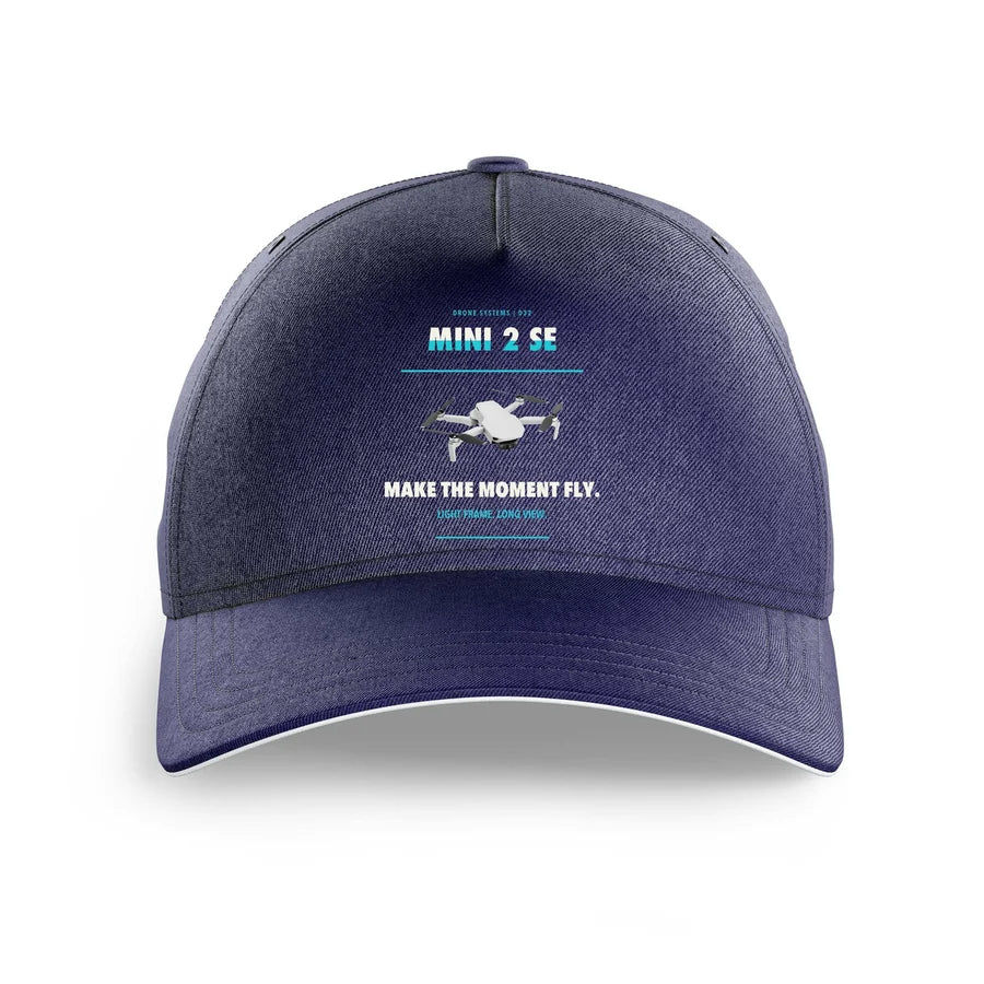 DJI Mini 2 SE design on dark blue printed hat