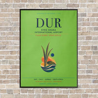 Thumbnail for King Shaka International Airport DUR vertical canvas print - framed - light green background