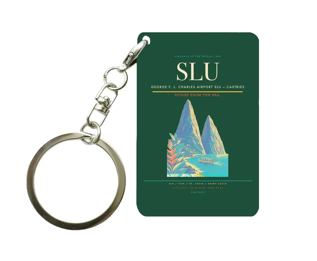 George F. L. Charles Airport (SLU) design on dark green key chain
