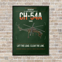 Thumbnail for Sikorsky CH-54A Tarhe vertical canvas print - framed - dark green background