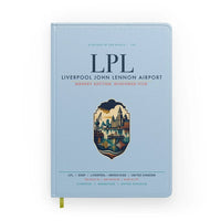 Thumbnail for Liverpool John Lennon Airport (LPL) design on light blue notebook