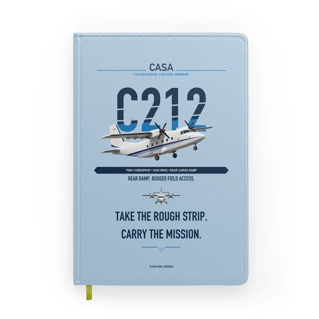CASA C-212-400 Aviocar design on light blue notebook