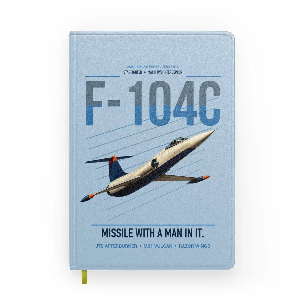 F-104C Starfighter design on light blue notebook