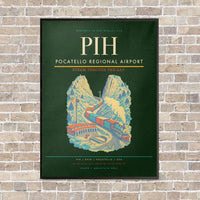 Thumbnail for Pocatello Regional Airport PIH vertical canvas print - framed - dark green background