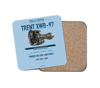 Thumbnail for TRENT XWB-97 design on light blue 1 piece coaster