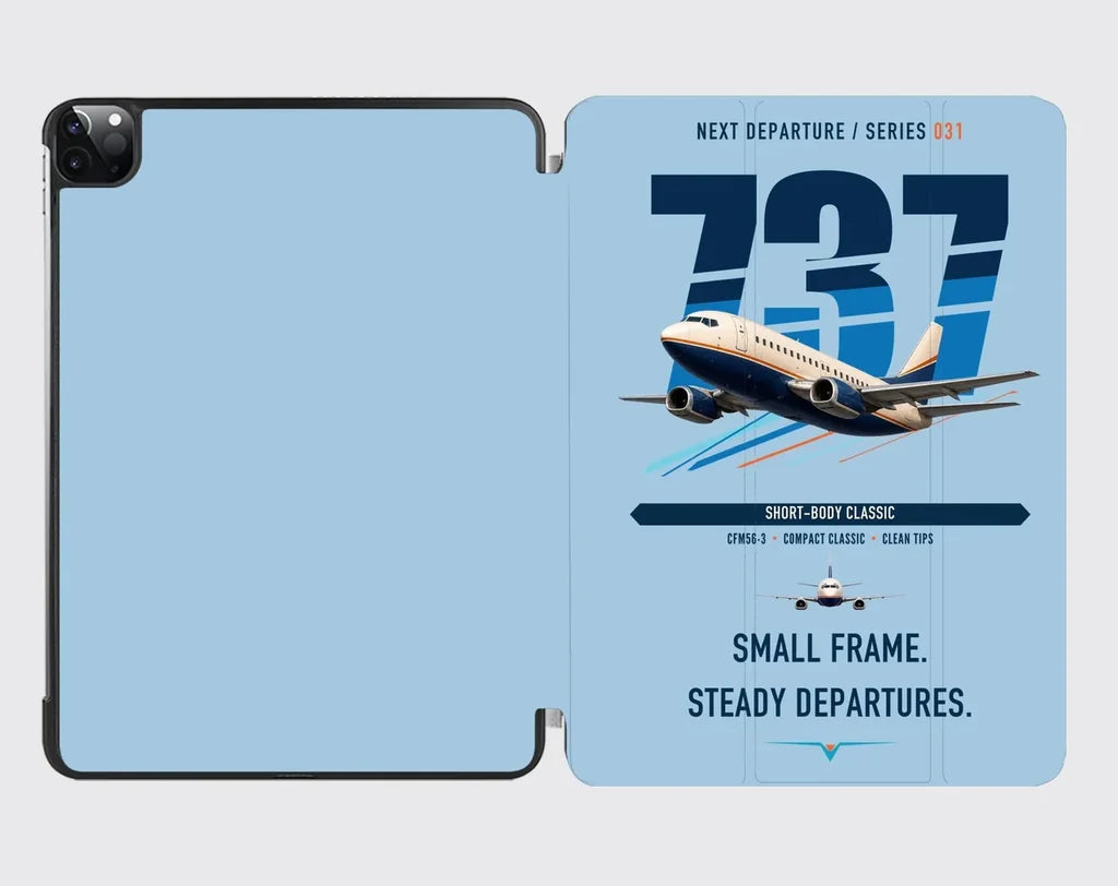 Boeing 737-500 Classic design on light blue ipad tablet case