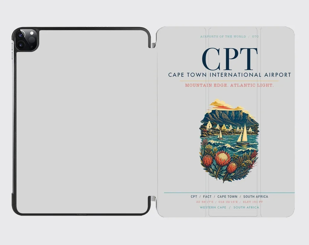Cape Town International Airport (CPT) design on light gray ipad tablet case
