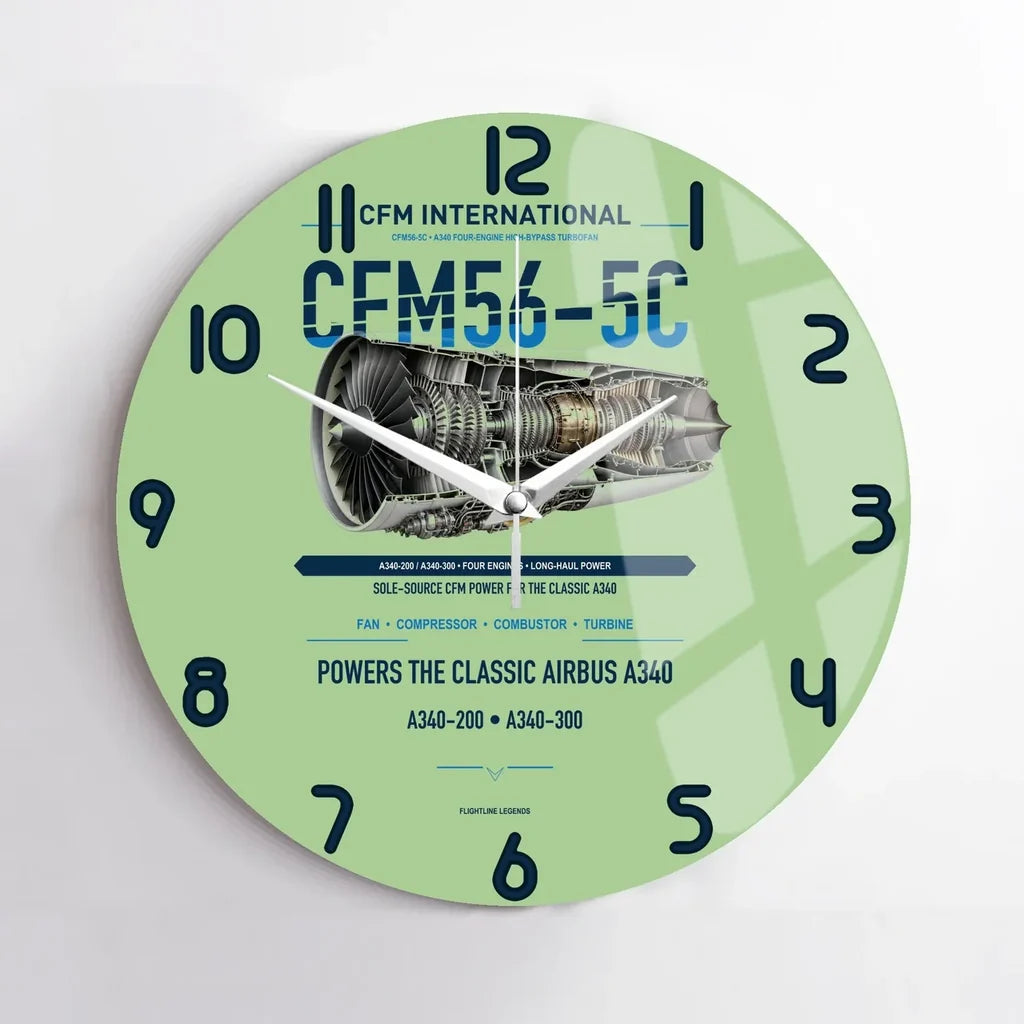 CFM56-5C design on light green no frame wall clock