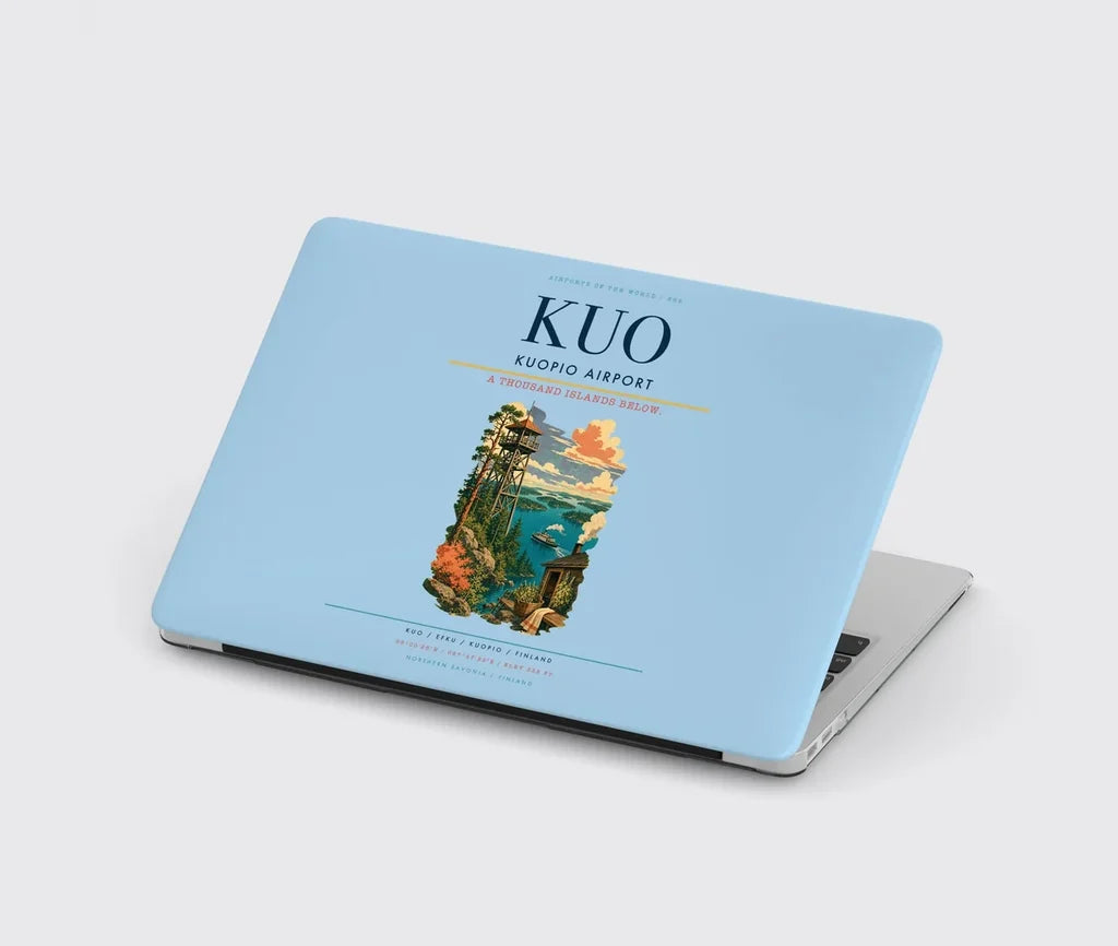Kuopio Airport (KUO) design on light blue MacBook case
