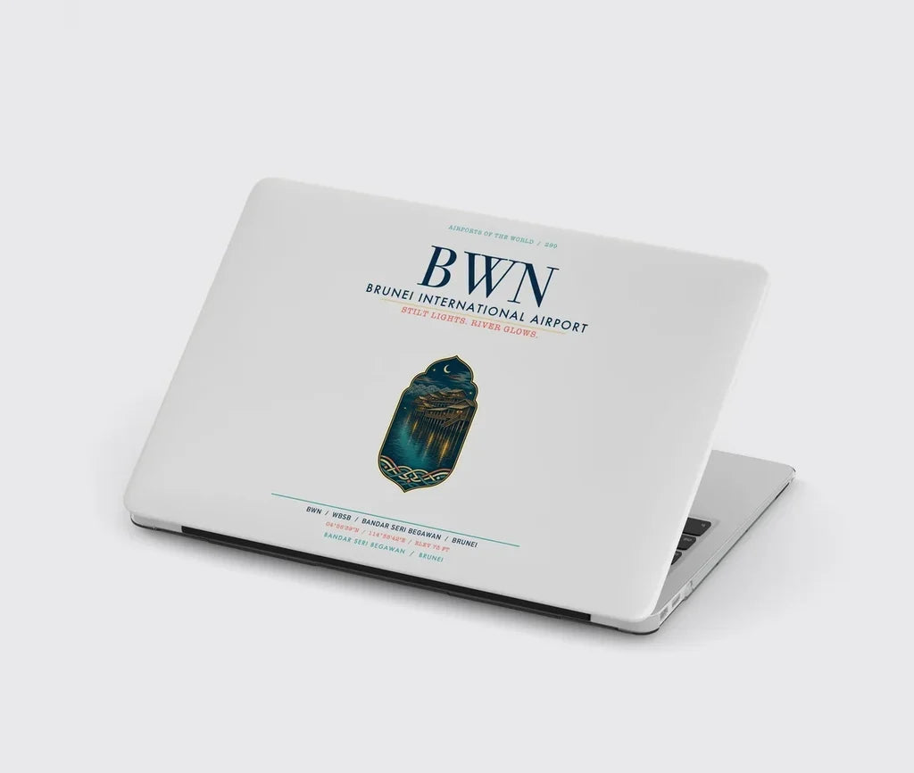 Brunei International Airport Bandar Seri Begawan (BWN) design on light gray MacBook case