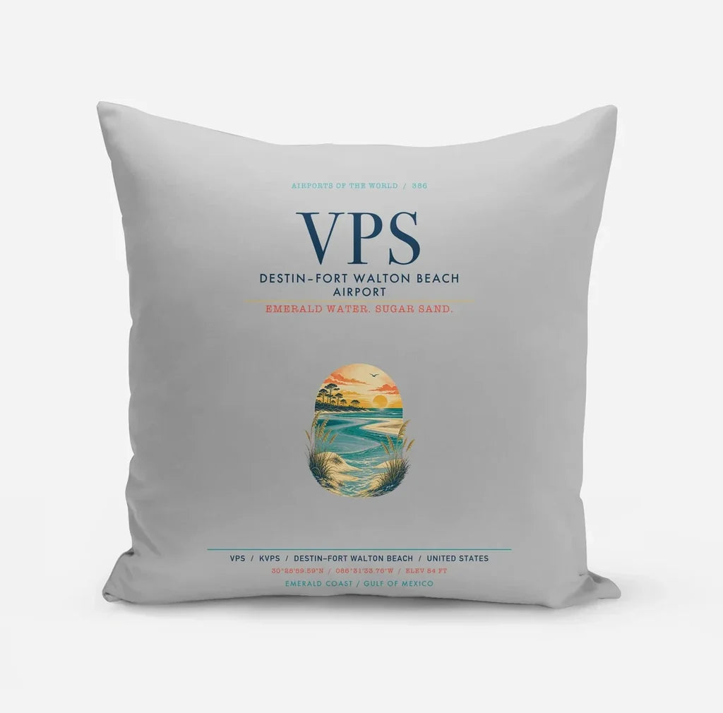 Destin Fort Walton Beach Airport (VPS) design on light gray pillow