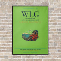 Thumbnail for Wellington International Airport WLG vertical canvas print - framed - light green background
