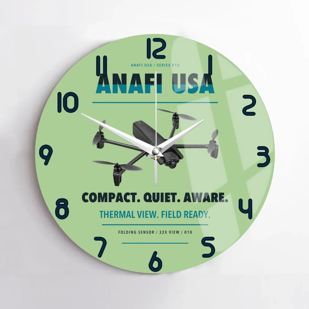 Parrot ANAFI USA design on light green no frame wall clock