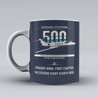 Thumbnail for Cessna Citation 500 - Citation I design on dark blue ceramic mug, double-side print