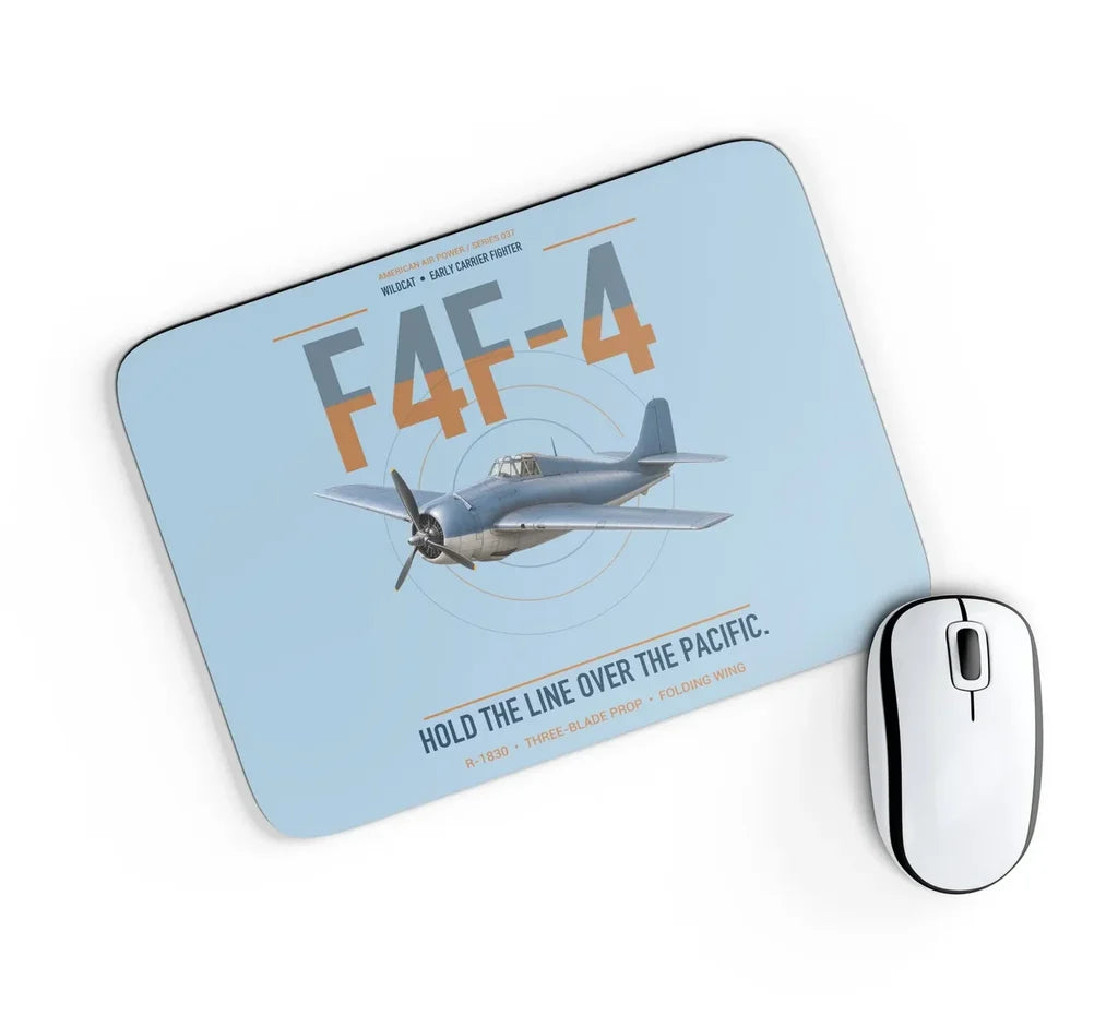 F4F-4 Wildcat design on light blue rectangle mouse pad