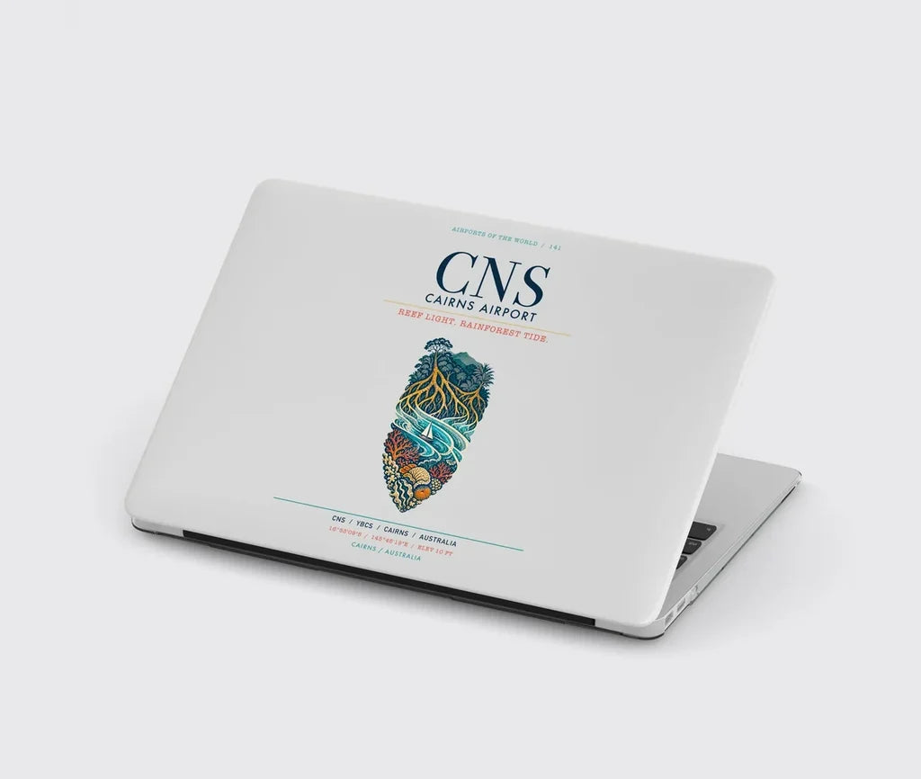 Cairns Airport (CNS) design on light gray MacBook case