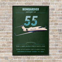 Thumbnail for Bombardier Learjet 55 vertical canvas print - framed - dark green background