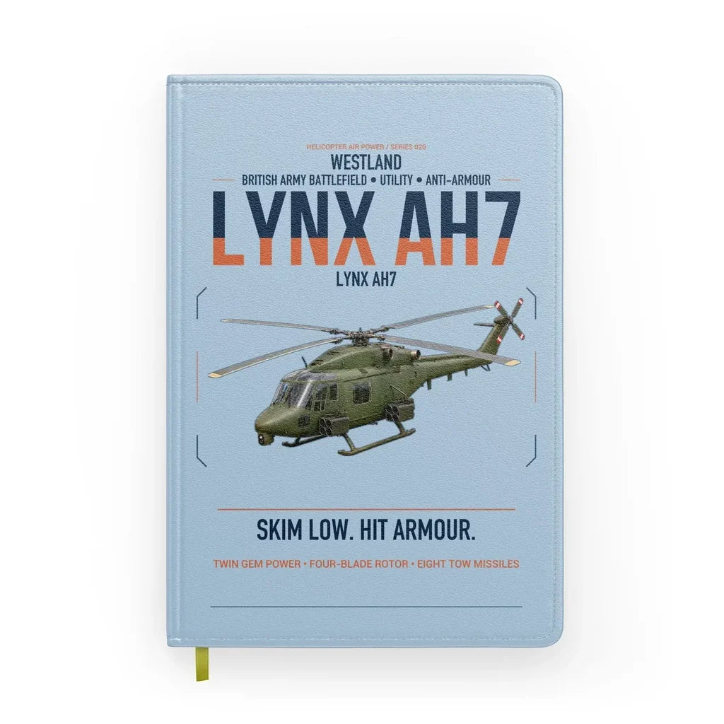 Westland Lynx AH7 design on light blue notebook