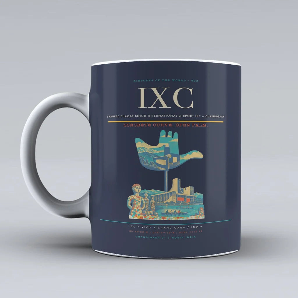 Bhagat Singh International Airport IXC — Chandigarh Mug design on dark blue shaheed