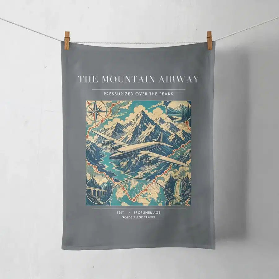 VINTAGE G4083 - The Mountain Airway - Designed Towels design on gray
