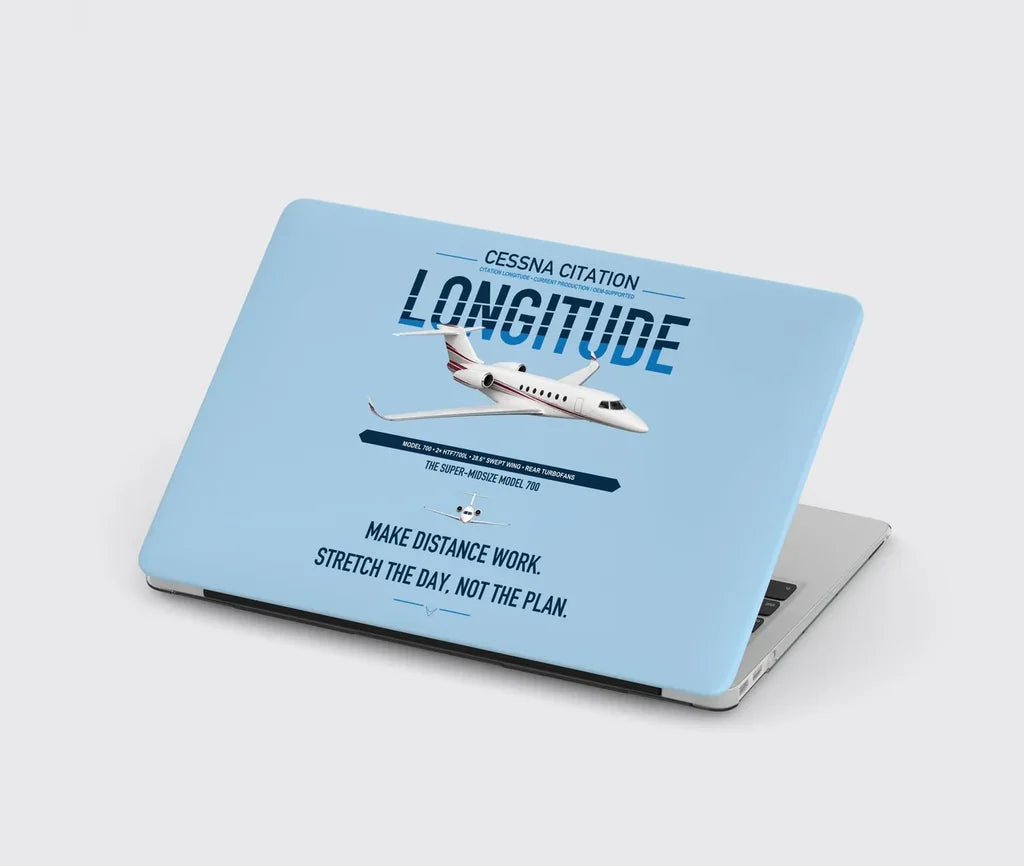Cessna Citation Longitude design on light blue MacBook case