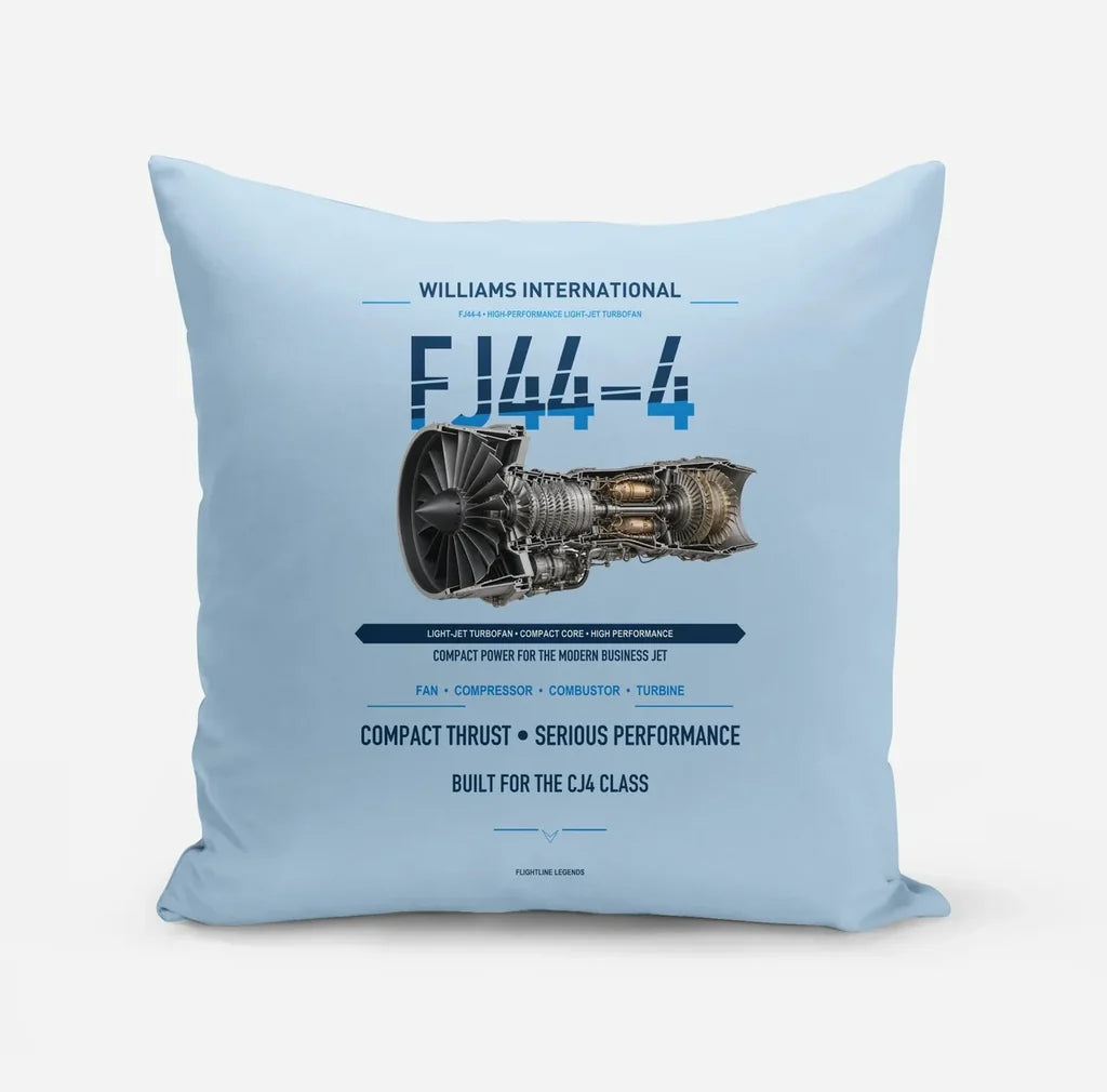 FJ44-4 design on light blue pillow