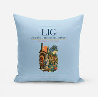 Thumbnail for Limoges – Bellegarde Airport (LIG) design on light blue pillow
