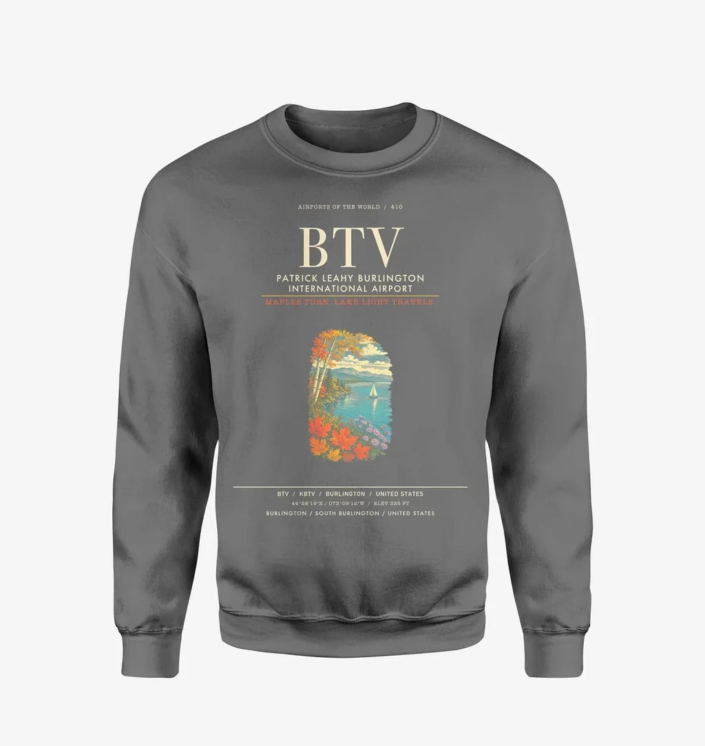 Patrick Leahy Burlington International Airport BTV Sweatshirt - Gray
