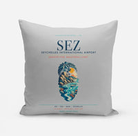 Thumbnail for Seychelles International Airport (SEZ) design on light gray pillow