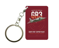 Thumbnail for Hawker Siddeley Harrier GR3 design on dark red designed key chain, double-side print