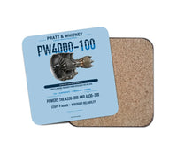 Thumbnail for PW4000-100 design on light blue 1 piece coaster