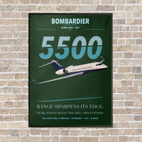 Thumbnail for Bombardier Global 5500 vertical canvas print - framed - dark green background