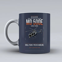 Thumbnail for MD Helicopters MD 500E design on dark blue ceramic mug, double-side print