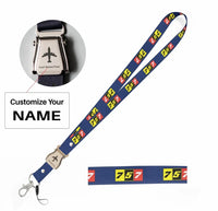 Thumbnail for Flat Colourful 757 seat belt lanyard - dark blue with name